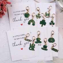 12pcs Green Keychain Set, St. Patrick's Day Pocket Hugs Gift Pack, Lucky Pocket Token Thank You Cards, Irish Holiday Party Favors With Clover, Shamrock, Green Hat, Rainbow And Pot Of Gold Decorations. Suitable For Men And Women, For Handbags, Coin Purses, Backpacks And Car Keys. Thank You Gifts, Party Favors And Friendship Gifts For Family, Friends, Students And Colleagues. - Multicolor - View 7