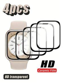 4pcs Screen Protector, Anti-Scratch, Soft TPU, High-Definition Clear, Bubble-Free, Sensitive Touch, Full Coverage Protection, Ultra-Thin High-Transparency High-Definition Soft Film, Compatible With 45mm/49mm/46mm/42mm/41mm/44mm/40mm/38mm/S10/S9/S8/S7/S6/S5/S4/S3/S2/S1/SE/Ultra 1/2 Series - Clear - View 8