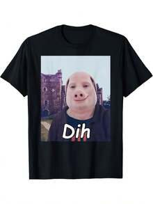 Plus Size-Funny Men's And Women's Round Neck T-Shirt Women's  Fashion T-Shirt,Funny Brainrot Gen Z Humor Cat Meme Dihh Cat Meme Gen Alpha Men Women T-Shirt | All-Season, Round Neck, Short Sleeve, Soft Breathable, Machine Washable, Crew Neck, Casual Style, Suitable For Weekend Casual Wear - 黑色 - 查看 1