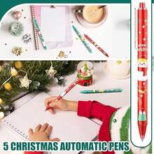 3/10 Bolígrafos retráctiles de Navidad con recambios de 0,5 mm - Serie de bolígrafos con diseños de árbol de Navidad, muñeco de nieve y Papá Noel, adecuados para decoración del hogar, regalos de fiesta, suministros de oficina navideños y recuerdos de fiesta. - A - Ver 11