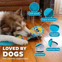 Juguete de perro Outward Hound Tough Skinz durable y con chirrido, con dos capas resistentes, serpiente, azul, grande - ColorE - Ver 3