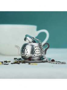 2 件装茶漏茶球，带链条和滴水盘，3D 不锈钢茶漏 - 彩色 - 查看 3