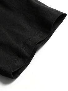 男士短袖T恤，男女通用，印花图案，做旧下摆，宽松休闲款，适合都市街头风格。 - 黑色 - 查看 5