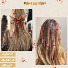 Mini Hair Bows For Women Girls Cute Hair Clips Small Alligator Long Tail Hair Ribbon Accessories -3 Styles -22P - Red - 3 Styles 22P Red - View 7