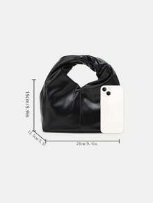 4 Colors (Green, White, Black, Brown) Casual Style Handbag With Magnetic Snap, Adjustable Strap & Polyester Lining - Suitable For Daily Use, Simple Design, Handle Tote Bag - Multicolor - View 8