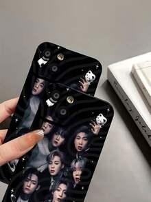 Fondo negro con los miembros de . Esta elegante funda para teléfono con temática de  es compatible con Samsung, Apple, VIVO, OPPO, , Transsion, ,  y Honor. Fabricada en silicona TPU, ofrece protección contra golpes y caídas, además de una sensación superior. Es un regalo ideal para familiares, amigos y seres queridos, y una opción perfecta para San Valentín y Año Nuevo. - Negro - Ver 8