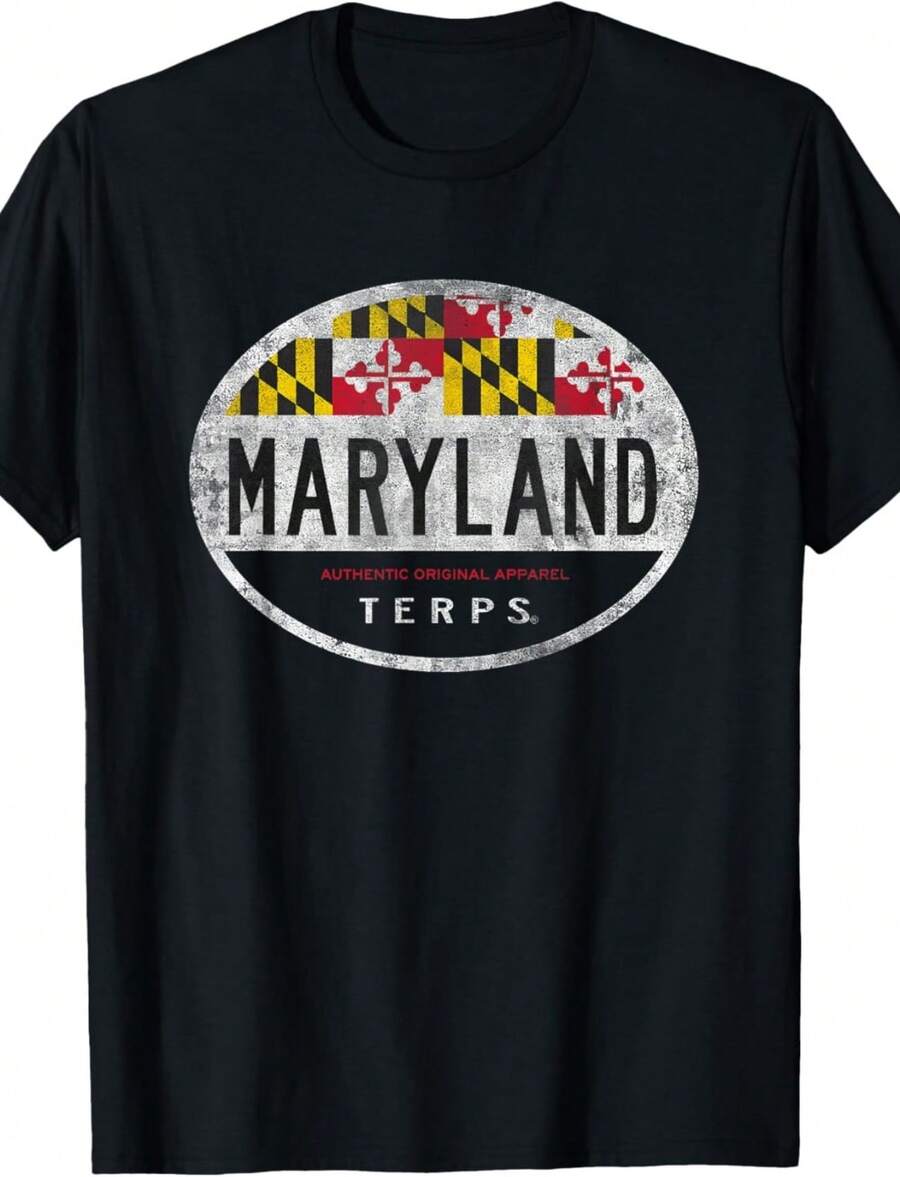Maryland Terrapins Vintage Oval Black T-Shirt - 黑色 - 查看 1