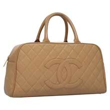 Preowned Authentic Chanel Matelasse Hand Bag Caviar Skin Beige - Nude - View 1