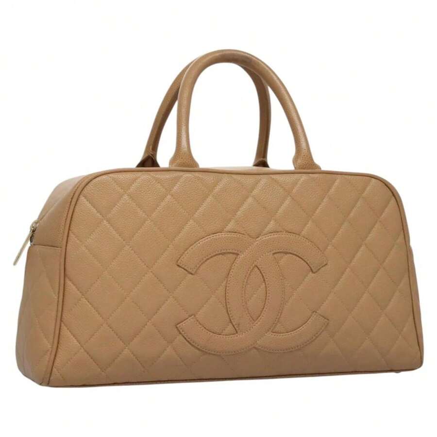 Preowned Authentic Chanel Matelasse Hand Bag Caviar Skin Beige - Nude - View 1