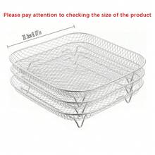 1pc/3pcs/Set Air Fryer Accessories, Multipurpose Air Fryer Accessories, Stackable Air Fryer Rack, Grill Mesh, Stainless Steel Baking Tray, Round/Square/Rectangular Stainless Steel Air Fryer Rack Set - Suitable For Oven And Air Fryer, Dishwasher , Perfect For Healthy Holiday Baking - Reusable Stackable Rack, Easy To Clean, Kitchen Gadgets - Silver - View 13