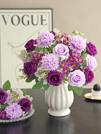 1 قطعة/3 قطع من الزهور الحريرية الاصطناعية الوردة والأقحوان والهندباء، مجموعة للجملة لأعراس المنزل وحفلات الزينة، كتل مركزية للطاولة