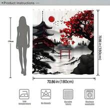 Tranh thủy mặc Nhật Bản, in hình cổng Torii đền thờ cây phong đỏ, chống thấm nước, chống nấm mốc, không cần khoan, rèm phòng tắm phong cách Zen. - Mực - Xem 3