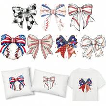 1pc Soccer Bowknot Iron-On Transfer Decal - DIY Heat Press Sticker For T-Shirts, Jeans, Backpacks | Washable Polyester Patch - R0023-8 Football Bow Tie 1pcs - View 1