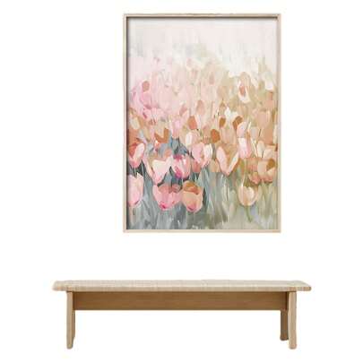 1pc Frameless Abstract Spring Floral Poster Print, Displaying Soft Pink Floral Art, Floral Field Wall Art, Botanical Art, Warm And Elegant Abstract Floral Wall Decor, Frameless.