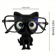 3D Printed Plastic Eyeglasses Holder - Cute Black Cat Design, Desk Organizer For Home And Office - Black - View 7