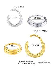 3件套16G铰链式鼻中隔环耳骨环低过敏性穿刺饰品 - 喇叭鼻環 - 查看 5