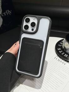 A Card Wallet-Style Four-Drop-Proof Acrylic TPU Soft-Edged Phone Case, Compatible With IPhone, Men's Phone Case - Black - View 5