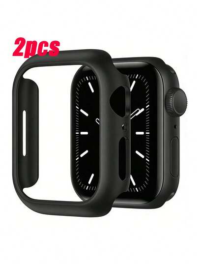 2 piezas Estuche de reloj de moda casual unisex de PC hueco, cubierta protectora antideslizante, apto para Apple Watch 40/41/42/44/45/46/49mm, apto para Apple Watch Series Ultra/SE/10/9/8/7/6/5/4, accesorios de estuche protector de reloj inteligente