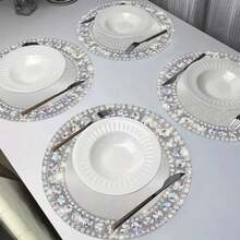 24/48 片，33 厘米餐垫，小菱形图案餐垫，一次性餐垫，适用于圣诞节、餐厅、生日、派对、宴会、咖啡馆、毕业派对。 - 彩色 - 查看 1