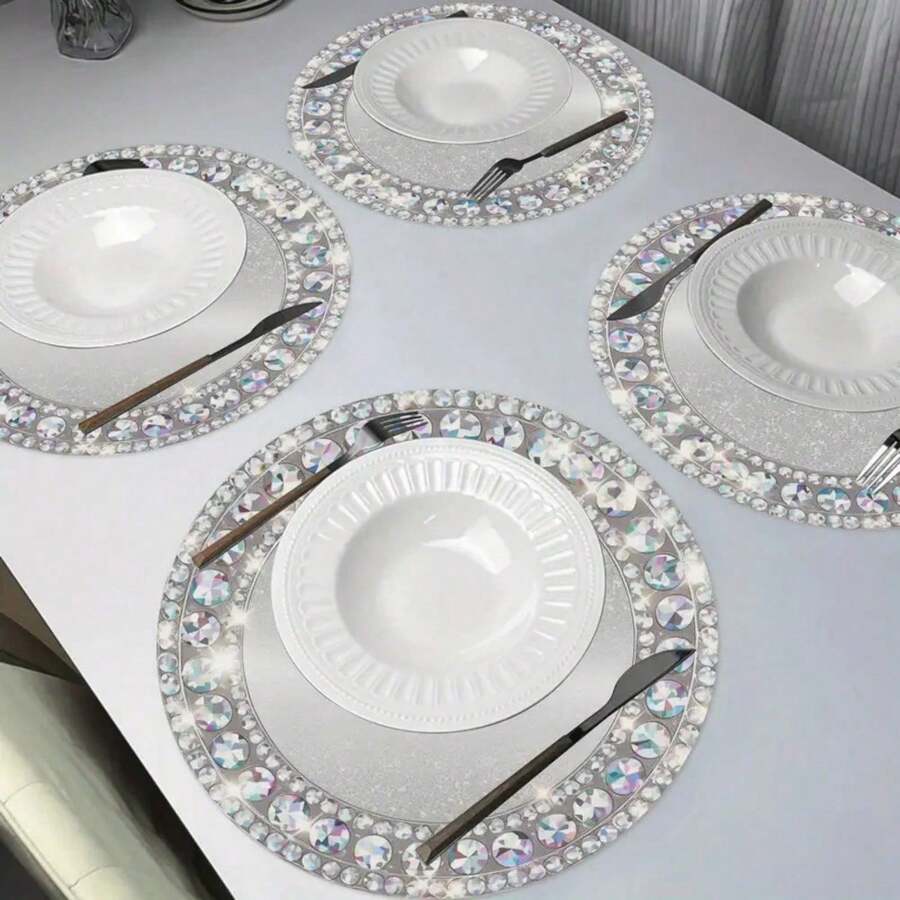 24/48 片，33 厘米餐垫，小菱形图案餐垫，一次性餐垫，适用于圣诞节、餐厅、生日、派对、宴会、咖啡馆、毕业派对。 - 彩色 - 查看 1