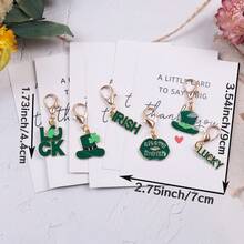 12pcs Green Keychain Set, St. Patrick's Day Pocket Hugs Gift Pack, Lucky Pocket Token Thank You Cards, Irish Holiday Party Favors With Clover, Shamrock, Green Hat, Rainbow And Pot Of Gold Decorations. Suitable For Men And Women, For Handbags, Coin Purses, Backpacks And Car Keys. Thank You Gifts, Party Favors And Friendship Gifts For Family, Friends, Students And Colleagues. - Multicolor - View 4