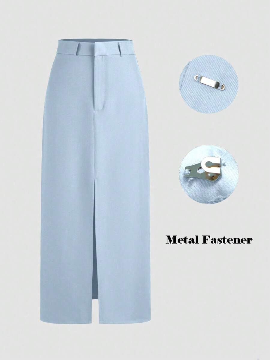 Falda recta de unicolor elegante para viajes de primavera - Celeste - Ver 1