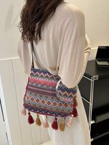 New Fashion Simple Shoulder Bag For Women, Trendy Retro Crossbody Tote Bag, Large Capacity & Versatile - Red - View 3