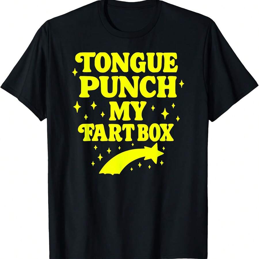 Camiseta divertida e inapropiada con humor para adultos "Tongue Punch My Fart Box" - Negro - Ver 1
