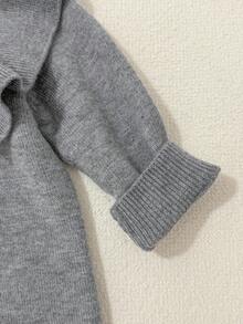 New Arrival Baby Girls' Knitted Romper With Bow Cape, Korean Style, Suitable For Spring, Autumn, Winter - Grey - View 6