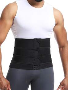 Black Waist Trainer Compression Chest Binder For Men, Neoprene Rubber Shaper, Abdominal Control Belt, Sauna Sweat Shirt For Fitness - Black - View 4