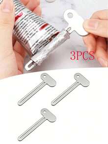 Immersive Stress Relief Manual Toothpaste Squeezer - Stainless Steel Tube Squeezer Key, Metal Toothpaste Dispenser, Easy-To-Use Cosmetic Cream Tube Roller, T-Shape Design, Silver, Reduce Waste, Suitable For Toothpaste, Paint, Cream Tubes, Reusable. Creative Gift Choice For Holiday Celebrations - Multicolor - View 14
