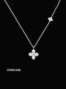 1 chiếc vòng cổ hoa đá Moissanite dành cho nữ, quà tặng sinh nhật cho bạn gái. - Bạc - Xem 6
