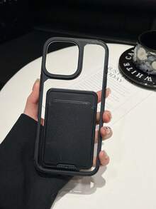 A Card Wallet-Style Four-Drop-Proof Acrylic TPU Soft-Edged Phone Case, Compatible With IPhone, Men's Phone Case - Black - View 28
