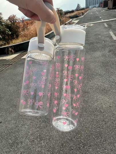 1个蝴蝶结印花透明塑料杯（350毫升/550毫升/800毫升）复古饮料杯单个蝴蝶结印花塑料杯 - 可重复使用的露营咖啡杯，便携、耐用，适合野餐、返校、户外活动、婚礼、生日、礼物、母亲节、夏季饮料休闲水瓶，适合日常使用，返校运动水瓶；