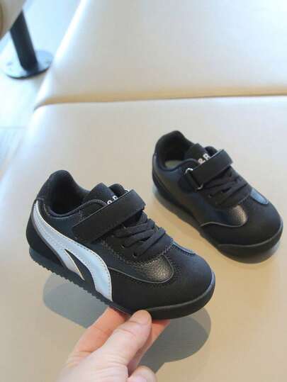 Kids' Casual Sports Shoes - Adjustable Hook & Loop Closure, Soft Suede & Leather Upper, Lightweight Sole, Fashionable For Daily Wear And School