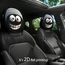 2pcs Car Headrest Covers, Cartoon Smiling Face Print, No Filling, Easy Installation, Unisex Car Interior Decor, Suitable For All Seasons, Great Gift For Friends - Multicolor - View 12
