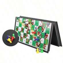 Magnetic Snake Ladder Board Game Set, Foldable Portable Design, Lightweight And Compact, Travel Game Set Gift, Family Entertainment Toy - Green - View 6