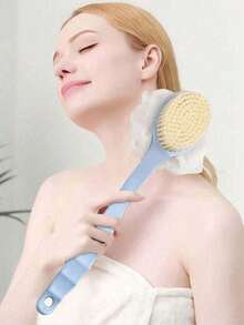 1支粉/蓝色长柄沐浴刷，多功能去角质刷，可用于背部去角质和淋浴清洁，适合开学季、宿舍用品，双面沐浴刷（长柄软毛），长柄强力清洁刷，可用于去角质、背部清洁、沐浴和个人清洁，可放入旅行包和个人健康配件中 - 彩色 - 查看 5