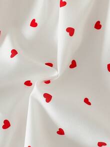 Bộ áo liền quần cho bé gái dễ thương, tay bồng, cổ áo có nơ và họa tiết trái tim, cài khuy ở đáy quần, trang phục thường ngày thời trang và đa năng, phù hợp cho các hoạt động hàng ngày, dự tiệc, đi chơi, mùa xuân/hè. - trắng - Xem 9