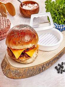 1/2pcs Plastic Hamburger Patty Maker - Non-Stick Burger Patty Mold, Cheese Burger Patty Maker, Suitable For Beef, Vegetables, Kitchen Tools, Grill Accessories, Patty Maker, Easy To Clean - White - View 5