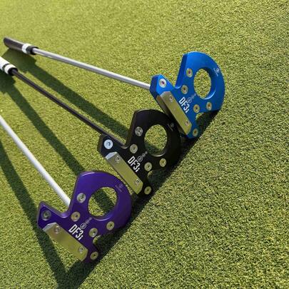 ENCORE DF3i Zero Torque Putter | 34 Inch Right-Handed High MOI Straight Stroke Putter | Stainless Steel Face | Golf Gift For Men & Women | Aluminum Shaft (Blue/Purple) Provides Crisp Feedback | Steel Shaft (Black) Provides Soft Feedback