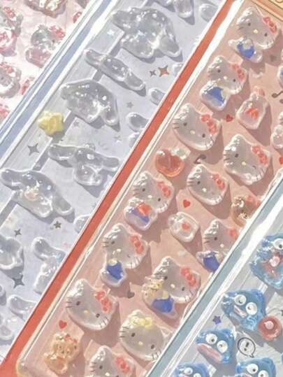 3D Diamond Cat Stickers, Decorative Stickers, Cartoon Cute Crystal Jelly Stickers, Waterproof Stickers, Versatile Stickers, Desktop Stickers (Some Styles May Have Color Variations And Will Be Randomly Sent)