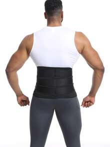Black Waist Trainer Compression Chest Binder For Men, Neoprene Rubber Shaper, Abdominal Control Belt, Sauna Sweat Shirt For Fitness - Black - View 6