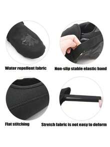 1 Pair Cycling Shoes Covers MTB Road Bike Shoes Covers Waterproof And Windproof Overshoes Protectors Warm Cycling Toe Covers Winter Bike Shoes Covers Half Foot Bike Sole Protectors - Non-Slip Elastic Band - Outdoor Gear For Bicyclists - 黑色 - 查看 10