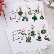 12pcs Green Keychain Set, St. Patrick's Day Pocket Hugs Gift Pack, Lucky Pocket Token Thank You Cards, Irish Holiday Party Favors With Clover, Shamrock, Green Hat, Rainbow And Pot Of Gold Decorations. Suitable For Men And Women, For Handbags, Coin Purses, Backpacks And Car Keys. Thank You Gifts, Party Favors And Friendship Gifts For Family, Friends, Students And Colleagues. - Multicolor - View 11