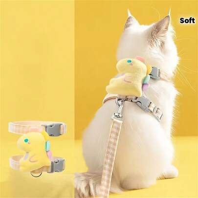 Escape-Proof Cat Leash Set, Adjustable Soft Cat Harness, Comfortable For Outdoor Wear, Dinosaur Decor