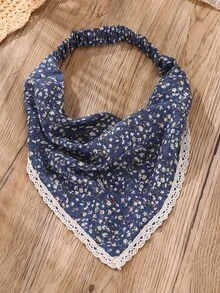1件女士配饰，简约花卉蕾丝边蓝色头巾发带，弹性发带，适合日常佩戴，假日必备发饰 - 彩色 - 查看 7