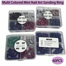 60 st 4 Grits med mini-dorn nagelkonst 3 mm mini-slipsandsringsband set elektrisk slipmaskin nagelsliphuvud nagel - Multifärgad - Visa 1