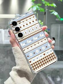 1pc Fashionable Floral Print Transparent Painted Anti-Drop Phone Case Compatible With Samsung Galaxy A07/A17/S26/S26 Plus/S26 Ultra, S25/S25 Plus/S25 Ultra, A16/A36/A26/A56/A50/A12/A32/A52/A72/A51/A21S/A13/A14/S24/S24 Plus/S24 Ultra, S20/S23/S22, A53/S20 FE/S21, 11/12 Pro/12/12X/13 Pro/14 Pro/15 Pro/X3 Pro, Redmi 10/9/Note 9/12C/Note 11 Pro/Note 8 Pro/9C/9A - Multicolor - View 5