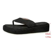 New Thick Sole Wedge Slide Sandals For Women, Fashion Summer Beach Slippers - Black - View 15